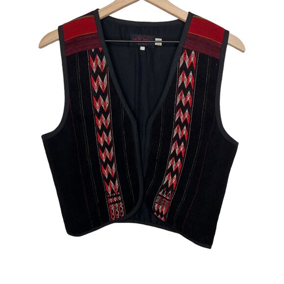 EARTH TONES SANTA FE VINTAGE Handmade M Bolivian Wool Embroidered Vest Western - Picture 1 of 13